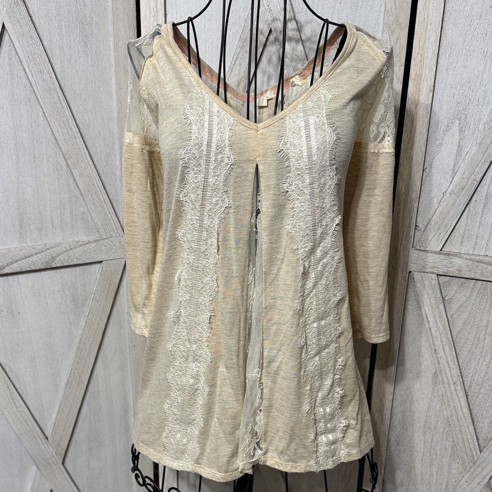 Taylor&Sage Cream Lace Detail Women's Blouse Size L